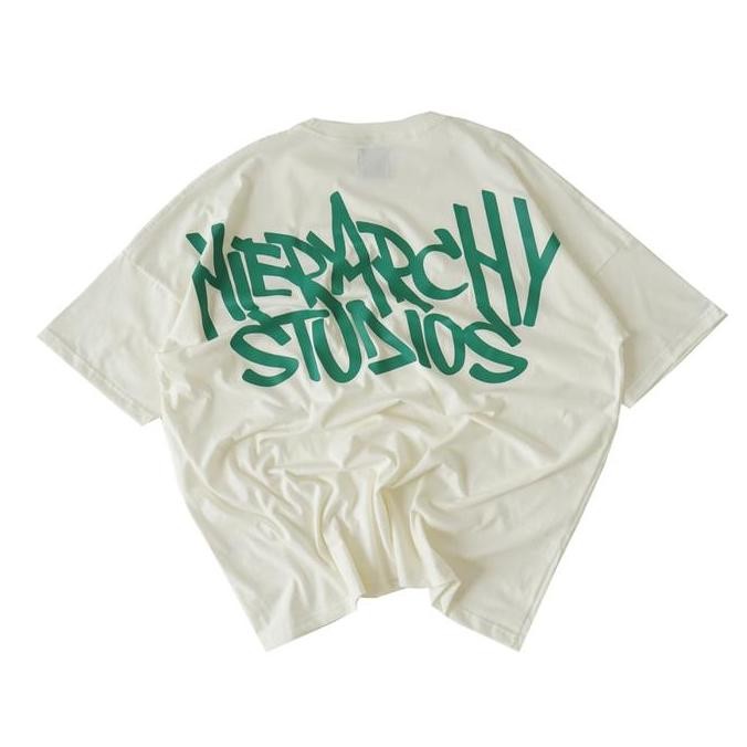 BARU Hierarchy Studios - Graffiti Wide Logo Oversized T-Shirt White