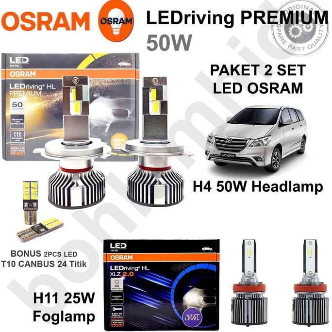 ''Terlaris" Lampu Led Innova Old Osram Headlamp H4 Premium 80W + Foglamp H11 Xlz 3.0 0W Murah