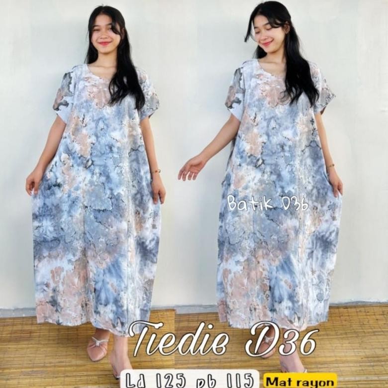 Promo (Batik D36) Baju Tidur Daster Ct Tiedye Jumbo Ld 140 Rayon Premium Adem Tebel Daster Cantik Da