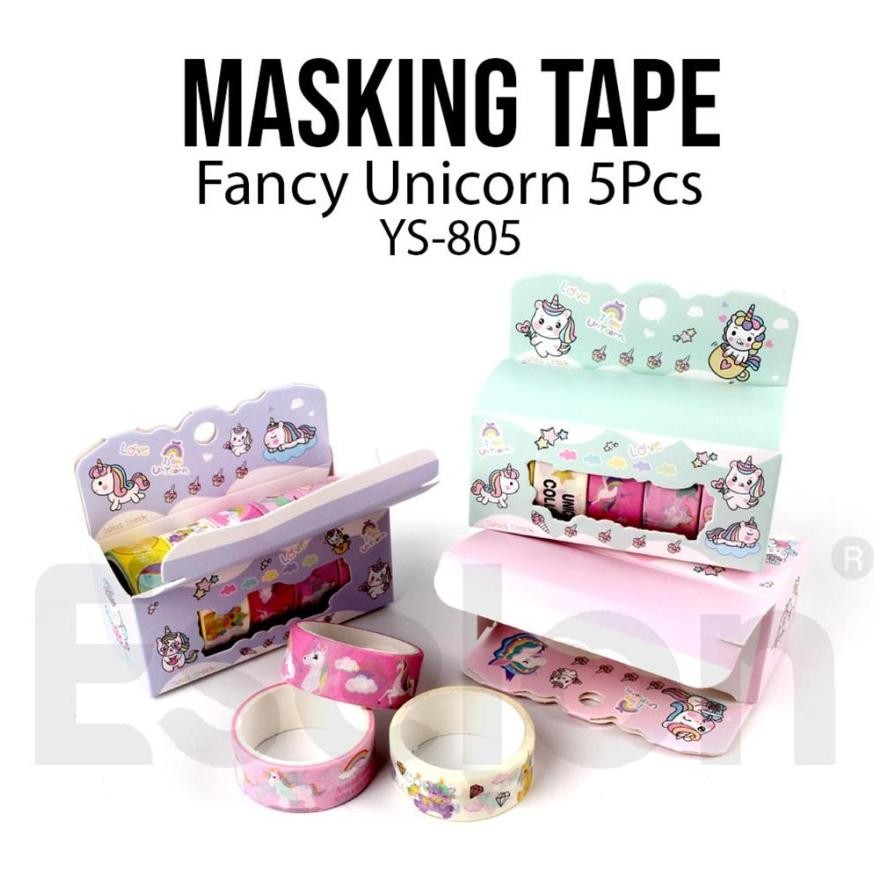 

Promo 5Pcs Masking Tape 1Box Isi 5Roll Unicorn Fancy Ys805 / Washi Tape Diskon