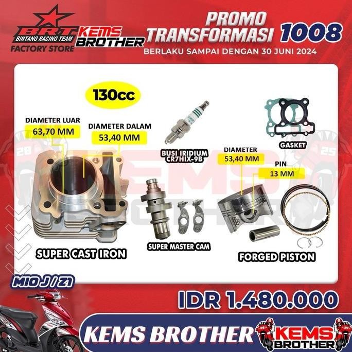 PAKET BLOK CASTING IRON BORE UP 130CC & 150CC ORIGINAL BRT - MIO J, SOUL GT, X-RIDE, FINO ORIGINAL D