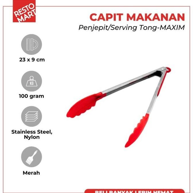 

Terlaris Penjepit Makanan / Capit Makanan 23 Cm / Serving Tong 9" Maxim (1515084) (F11)