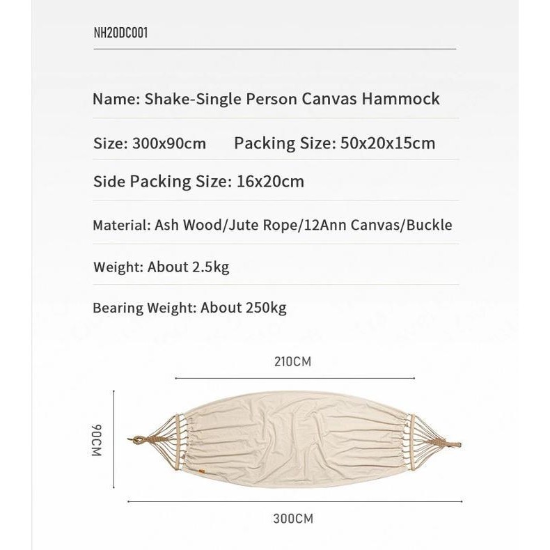 Hammock Canvas Naturehike Nh20Dc001 Ayunan Gantung Camping Outdoor Original Dan Terpercaya