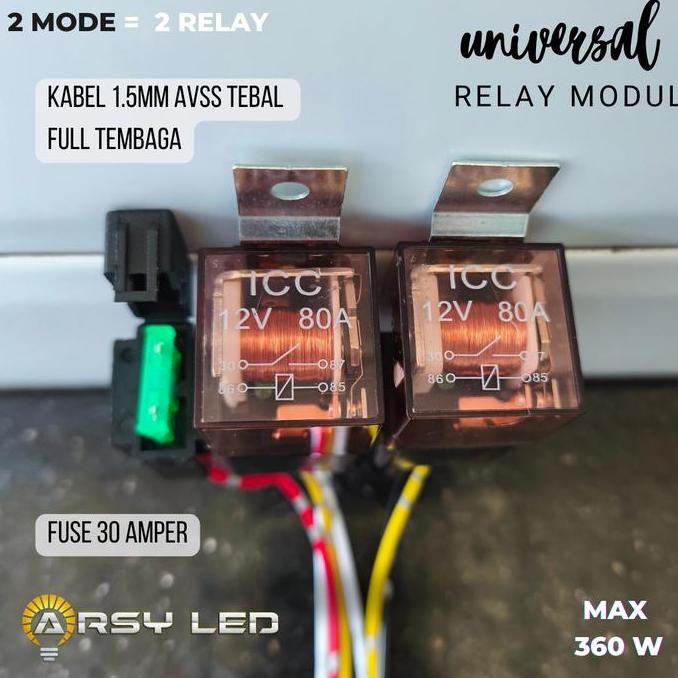 Kabel Relay Set Lampu Sorot Senlo Biled Dioda Tembak D2 Laser 4 Kawat 12V 80A Tembaga Asli Tebal