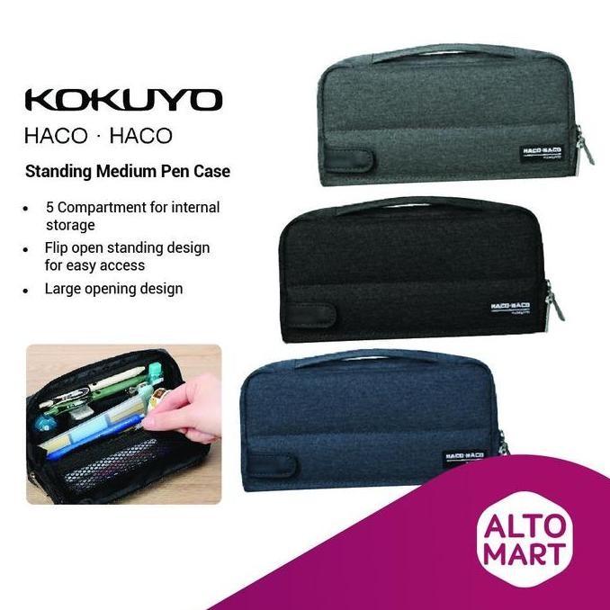 

[SOSHOP] KOKUYO HACO HACO STANDING MEDIUM PEN CASE PENCIL MAKE UP STORAGE BAG