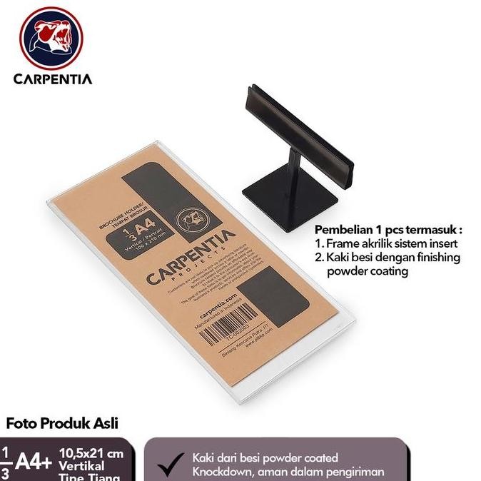 

New Product - Carpentia Stand Akrilik Besi/ Tiang 1/3 A4+ Vertikal 10,5X21 Cm/Brosur Kiarastoreku