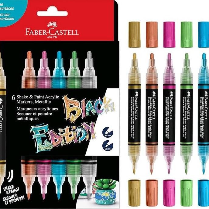 

New Product - Faber Castell Shake And Paint Acrylic Classic Metallic Color Black Edition Marker Pen Spidol Cat Akrilik Kocok Klasik Metalik Kiarastoreku