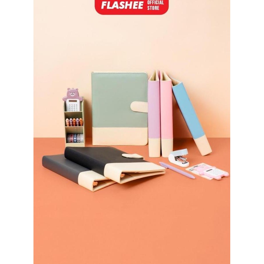 

Flashee Binder Yuna Eksklusif Two Tone A5 20 Ring Kulit Sintetis Binder Aesthetic Slot Multifungsi Co