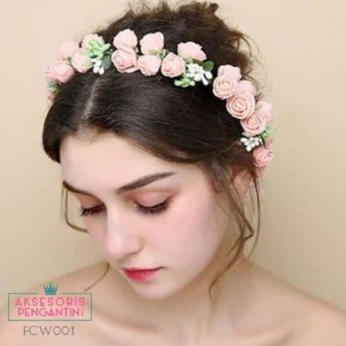 Flower Crown Wedding Modern Pink- Mahkota Bunga Pesta Pengantin-FCW001