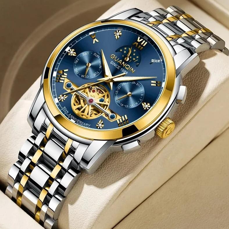 Automatic Mechanical Men's Watch Fashionable Trendy Night Luminous Waterproof Multi-Function Hollow 