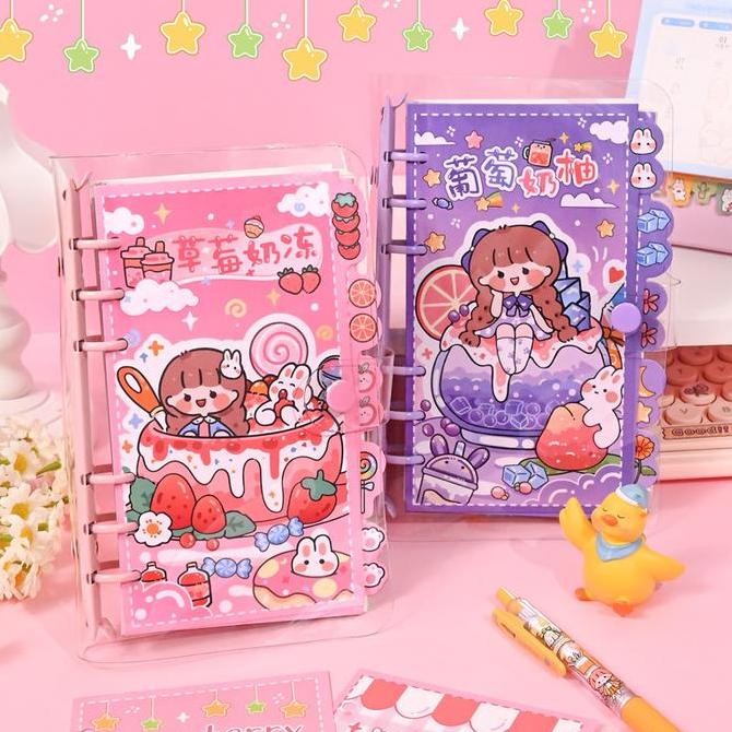 

Binder Besi Untuk Journaling Planner Transparan Buku Catatan Harian Motif Kartun Lucu Loose Leaf Notebook Memo Bisa Dilepas Pink Ungu Co