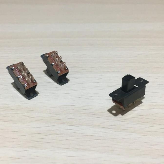(1) SWITCH SLIDE SAKLAR GESER ON OFF DPDT 2x3 6 PIN 0.5A 50V KECIL iwam33 Juara