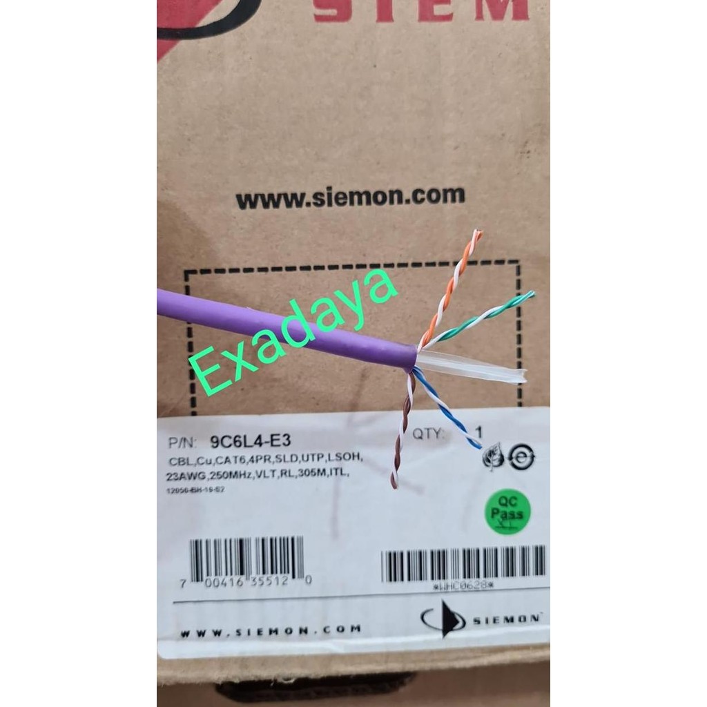 TERBARU - Siemon 9C6L4-E3 Kabel Utp Cat6 Cat 6 Cable Lan 23AWG LSOH Purple Ungu