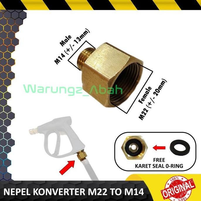 Nepel Konverter Adaptor Konektor Selang Gun Jet Cleaner M22 To Ke M14