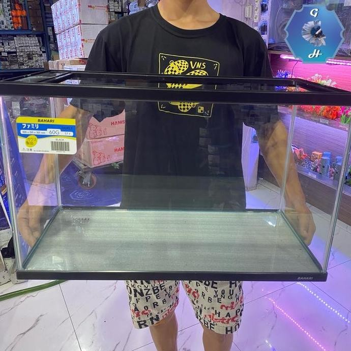 AQ BAHARI 60G / 60x29,5x36,5 cm / 57 L / ORIGINAL / AQUARIUM KACA dijamin