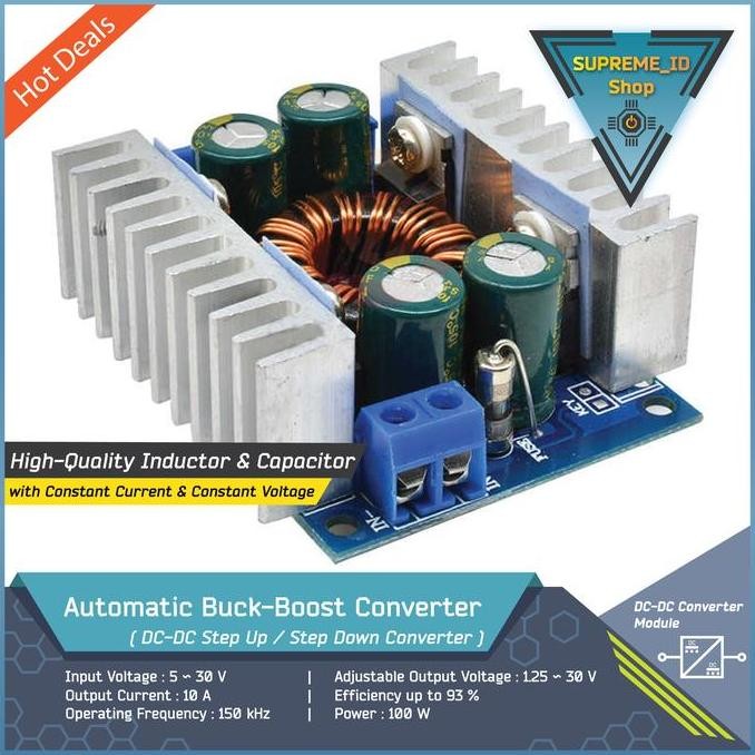 Automatic DC-DC Buck-Boost Converter + Constant Current for DC Power Supply Unit | 10A 100W murah