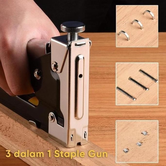 

Gratis 600 Paku / Stapler 3In1 Tembak Gun Serbaguna Staples 3 In 1 4-14 Mm Tembok Jokmotor Triplek Kayu 3In1 Besi Hand Staple Gun
