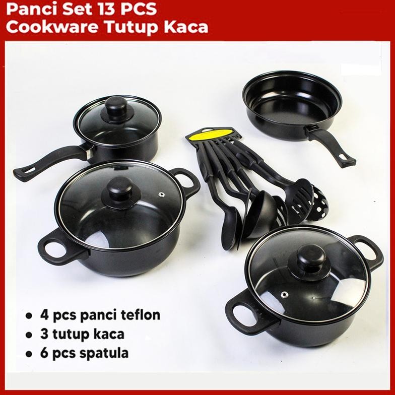 Cookware Panci Set 13 IN 1 Wajan Penggorengan Spatula Set Isi 13Pcs 1 Set Frypan Saucepan