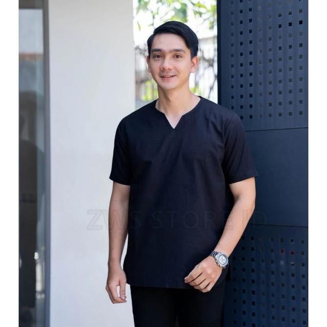 baru  Koko Polos Pria Premium Terbaru Koko Pria Dewasa Lengan Pendek Kemko Kurta Pakistan Model Kera