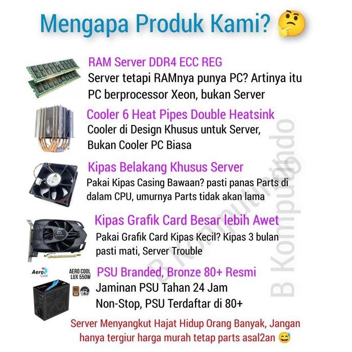 Server Intel Xeon 6 Core | Ram Ddr4 | Ssd | Server Klinik Unbk Pulsa New Stok