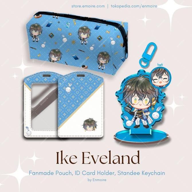 

READY NijisanjiEN IKE EVELAND ID Card Holder, Keychain Standee, Pouch NEW