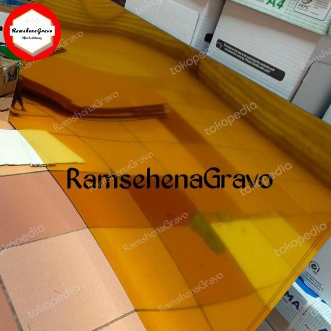 

READY Gravoply gold mirror / bahan name tag / gravir / laser/120cm x 60cm NEW