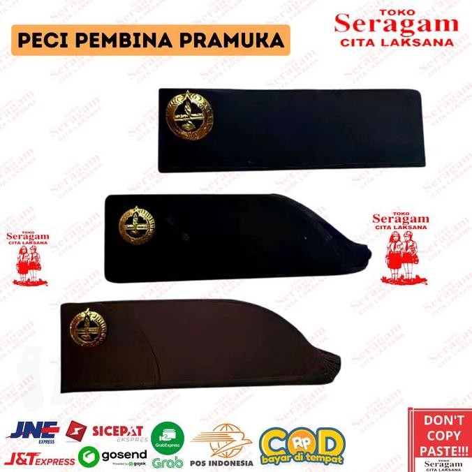 baru  PECI / TOPI PRAMUKA PEMBINA PRAMUKA HITAM / COKLAT DAN PIN