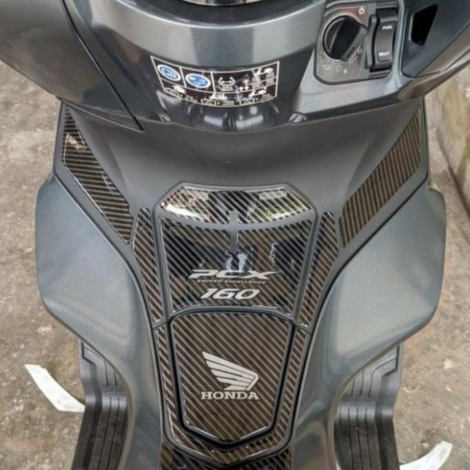 Stiker Tankpad Carbon resin New Pcx 160 _hitam silver