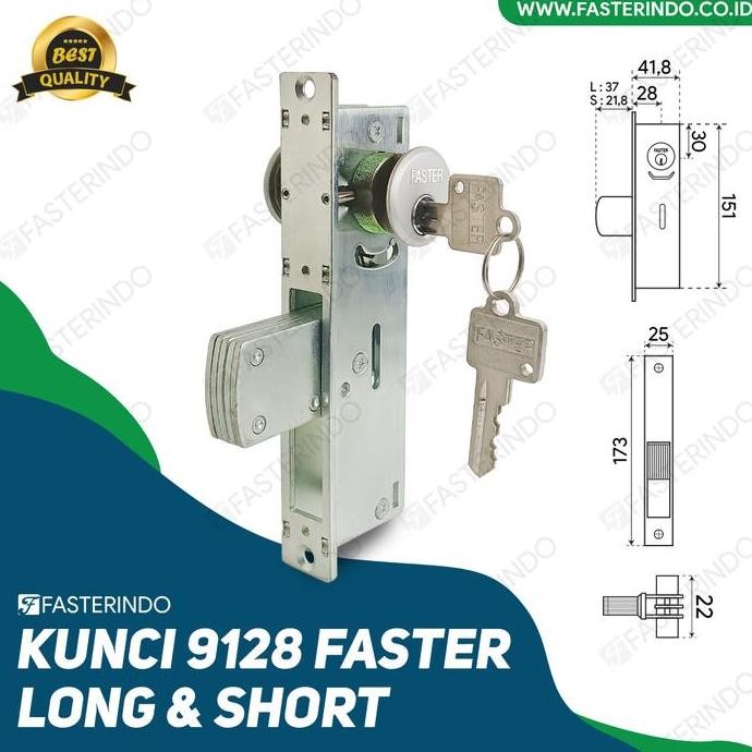 Kunci Pintu Aluminium / Kunci Pintu Swing / Kunci Faster 9128