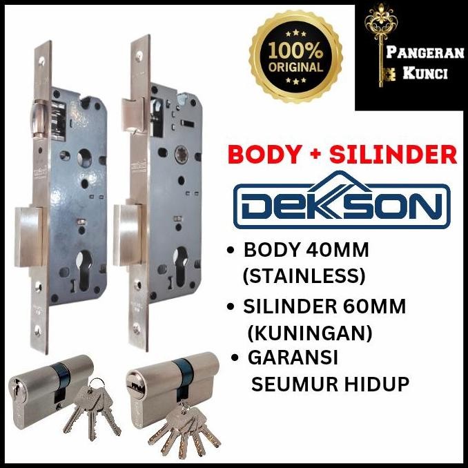 Mortise Lock Body Kunci Pintu Rumah Set Pelor Lidah Dekson Solid 40Mm