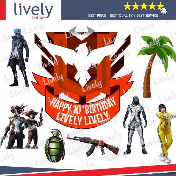 Custom Nama Cake Topper Karakter FREE FIRE 06 Hiasan Kue