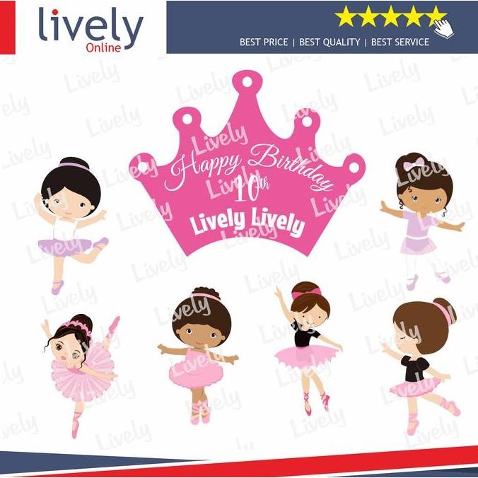 Custom Nama Cake Topper Karakter BALERINA Hiasan Ulang Tahun