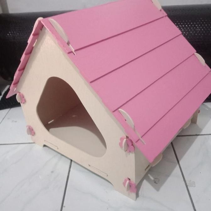 ready Rumah kandang hewan kucing kelinci kayu bongkar pasang 40x40 cm