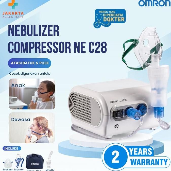 TERLARIS - Nebulizer Omron Ne C28 Alat Uap Pernafasan Bayi Anak Dewasa Batuk Flu