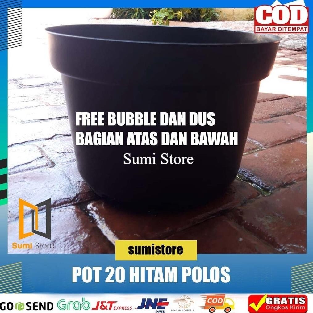 Pot Bunga Tanaman Plastik Hitam 20 - Pot Hitam 20 Cm Trending
