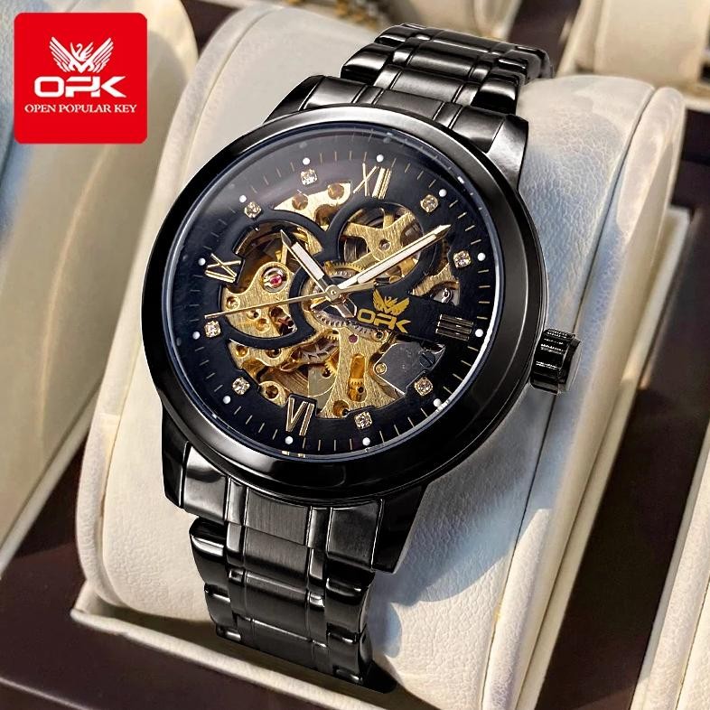 OPK 8165  Mens Watch Original Skeleton  Automatic Mechanical Watch Waterproof Luminous Watch For Man