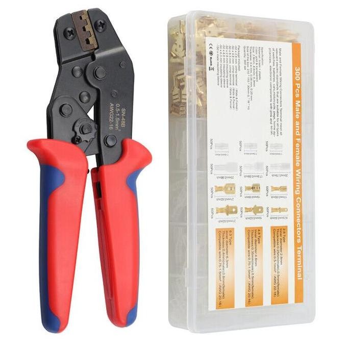 Set Skun Gepeng Crimp Konektor Terminal Insulated Connector Male Female Skun O Y + Tang Crimping Awg