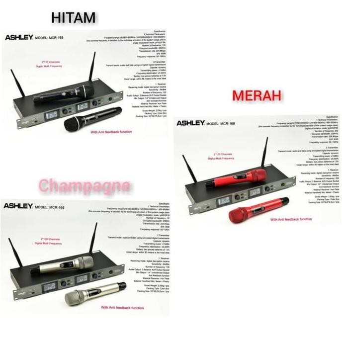 MIC ASHLEY MCR-168 MICROPHONE WIRELESS MIKROFON WERLES ANTI FEEDBACK ORIGINAL DAN TERPERCAYA