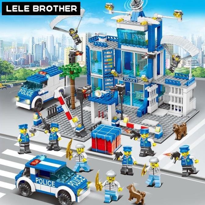 Lele Mainan Balok 1256Pcs Block Kantor Polisi Mainan 3D Puzzle Susun