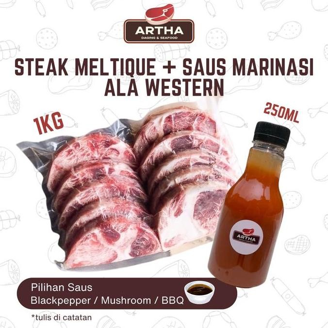 

Daging Steak Wagyu / Mess Meltique / 1Kg isi 10 & Saus Marinasi Ala Korea 250ml (Blackpepper, Mushroom, BBQ) MS02