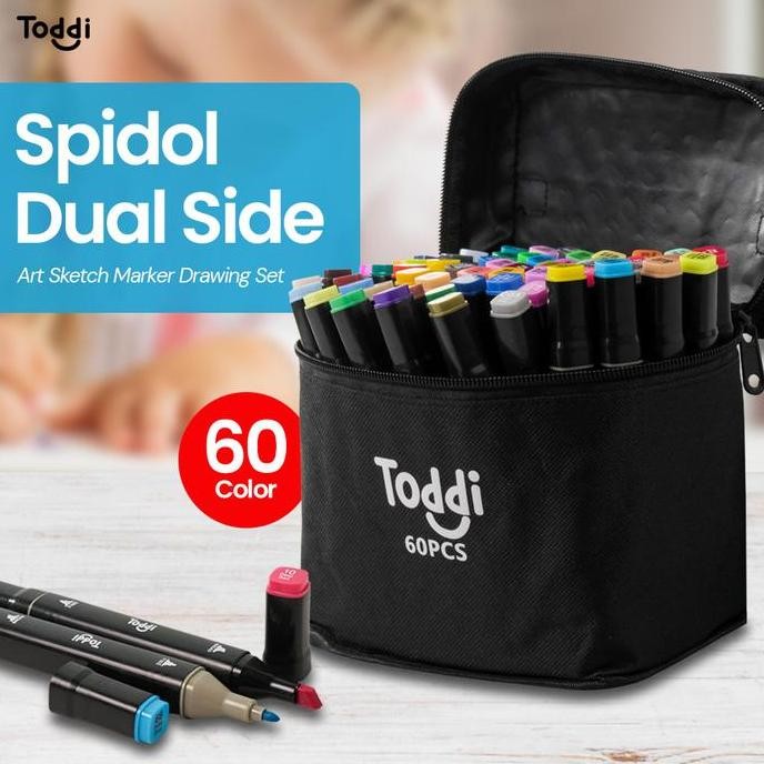 

Spidol Dual Side Fine Art Brush Pen Art Marker Set 60 Color
