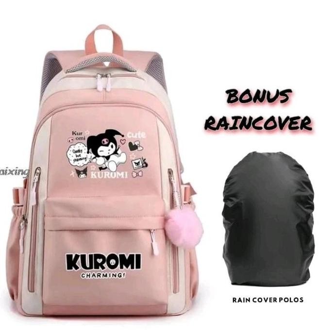 

Miliki Tas Ransel Sekolah Anak Perempuan Remaja Sd Smp Model Kuromi Free Raincover Dan Gantungan Pompom Tas Ransel