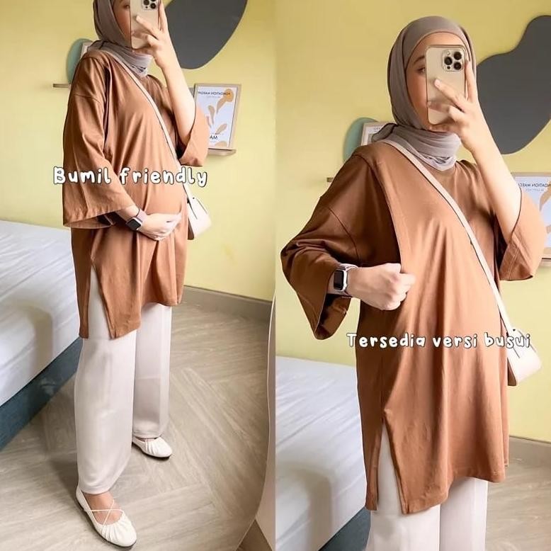 Kaos Oversized Busui Hijab Friendly Lengan Panjang