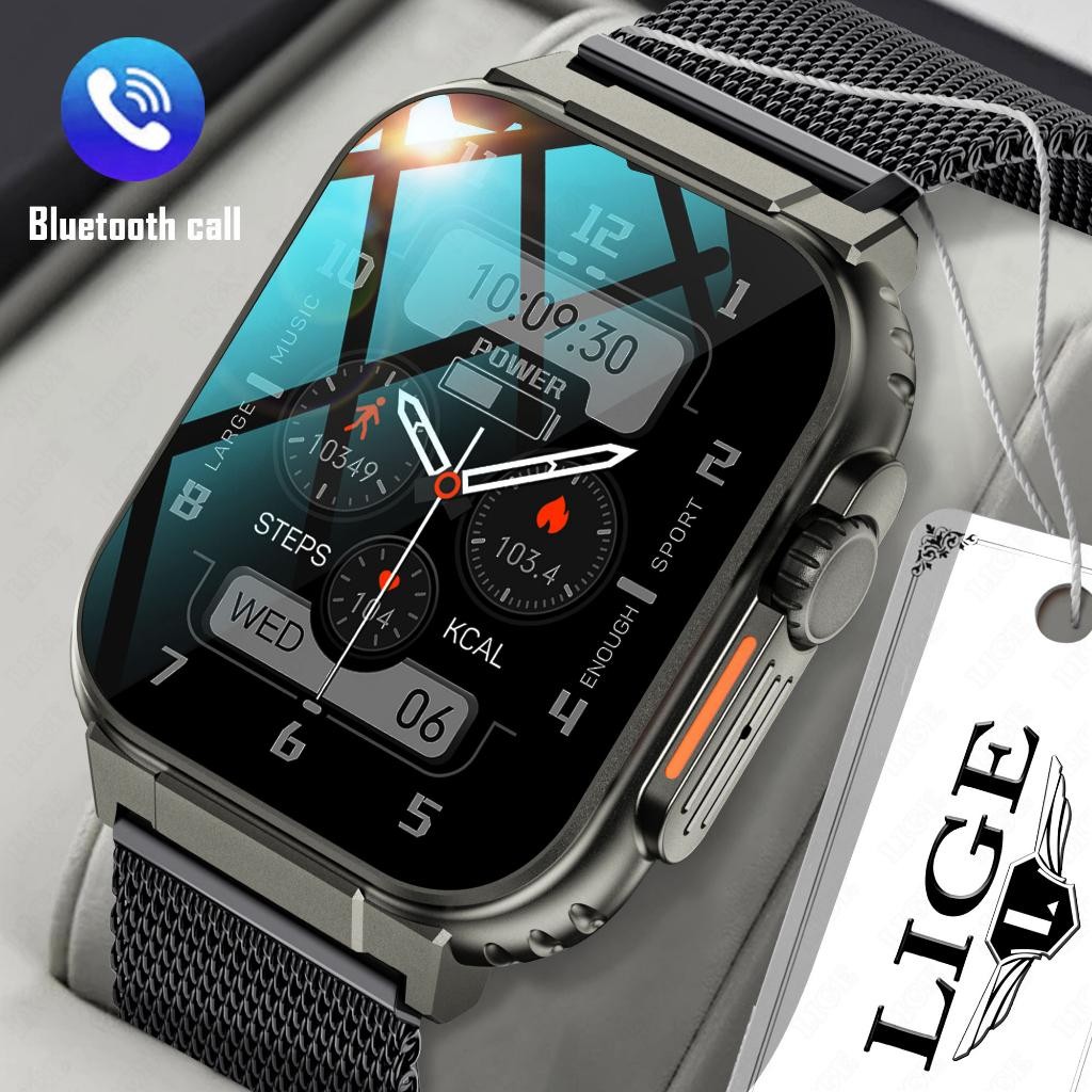 Uhs Lige Jam Tangan Pintar Fashion Pria Amoled Gelang Olahraga Siaga Panjang Panggilan Bluetooth Ip6