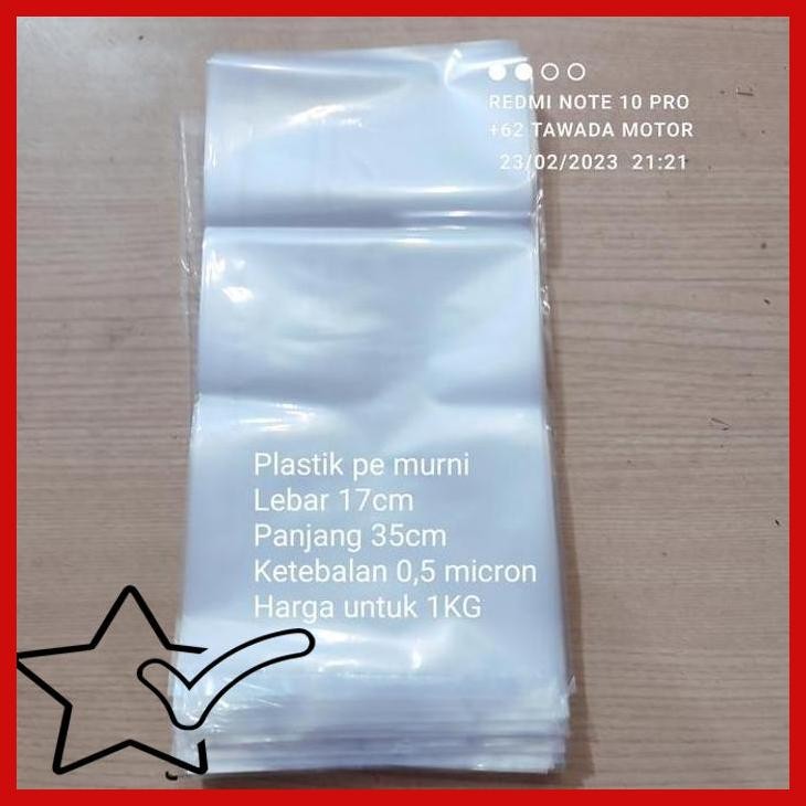 [TWM] KANTONG PLASTIK PE BENING 17 X 35CM TEBAL 0.5MICRON 1KG