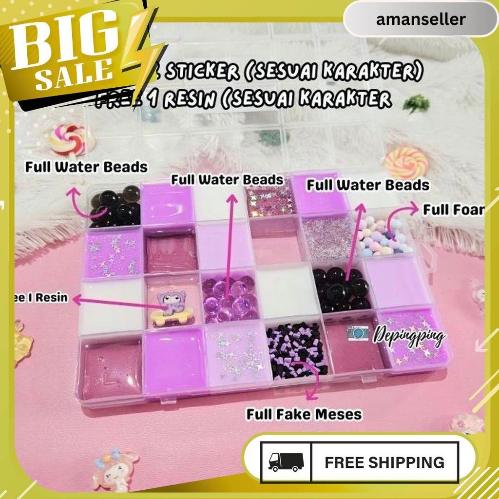 

Slime Palette/Palet 24 Kotak Sanrio/Palet Sanrio/Palet Warna Warni Meledak