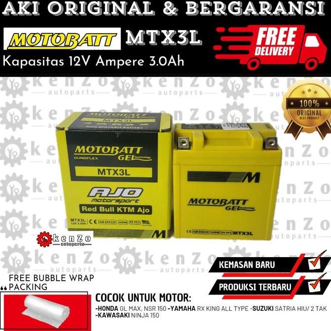 Aki Motor Nsr 150, Rx King, Ninja 150R, Satria Hiu Ori Motobatt Mtx3L