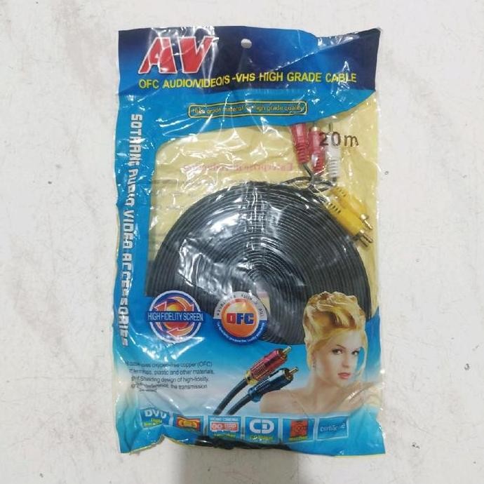 Terlaris Kabel Rca 3 To Rca 3 Panjang 20 Meter / Kabel Av / Kabel Video