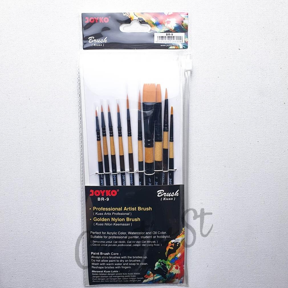 

JOYKO Kuas Lukis Set Br-9 (10 Pcs Kuas) Professional Artist Brush Set