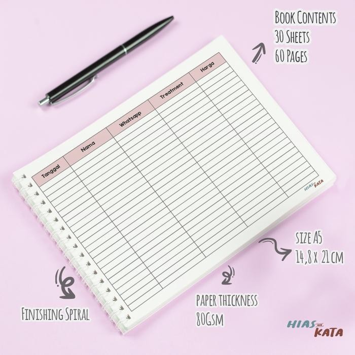 

Buku Catatan Usaha Salon Kecantikan Size A5 Jilid Spiral